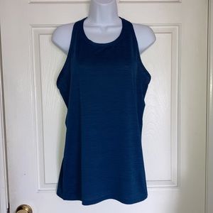 Athleta Womens Racerback ank Top Semi-sheer Detail Shirt Blue Medium